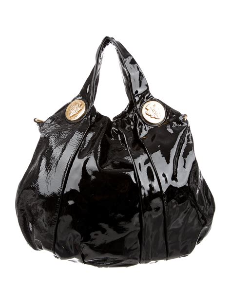 gucci patent leather tote|gucci black patent leather handbag.